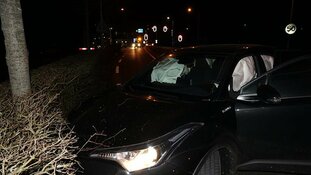 Auto ramt boom in Berkhout, bestuurder gewond