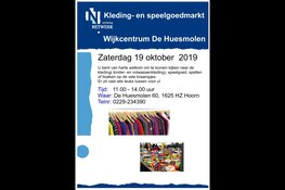 Volgend weekend Kleding- en speelgoedmarkt in Wijkcentrum De Huesmolen