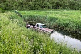 Auto te water na uitwijken gans in Berkhout