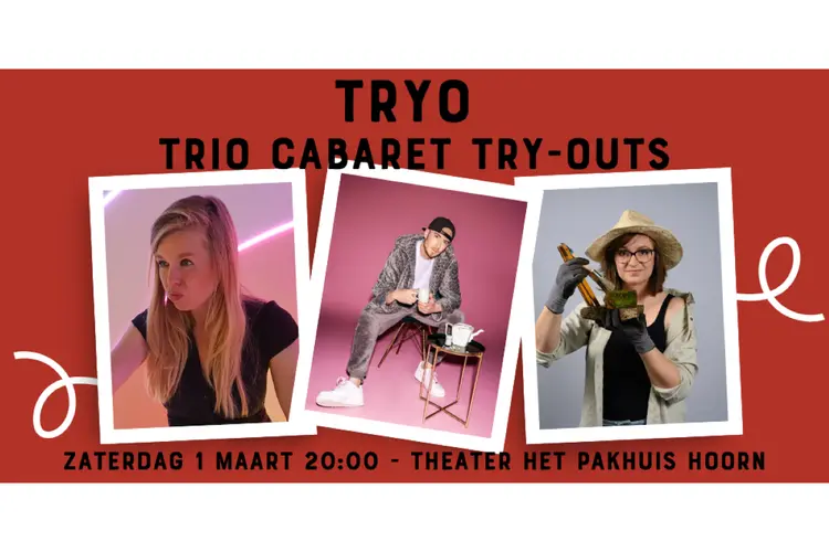 TRYO brengt trio cabaret try-outs naar Hoorn op 1 maart