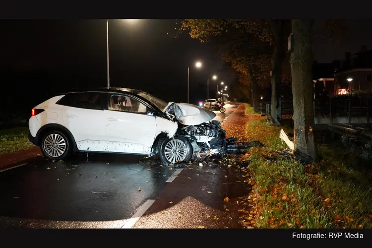 Auto tegen boom in Zwaag, bestuurder aangehouden
