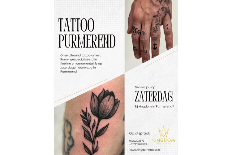 Allround Tattoo Artist Romy vanaf heden op zaterdag bij Kingdom Purmerend