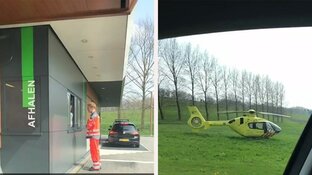 Traumahelikopter landt bij McDrive voor versnapering